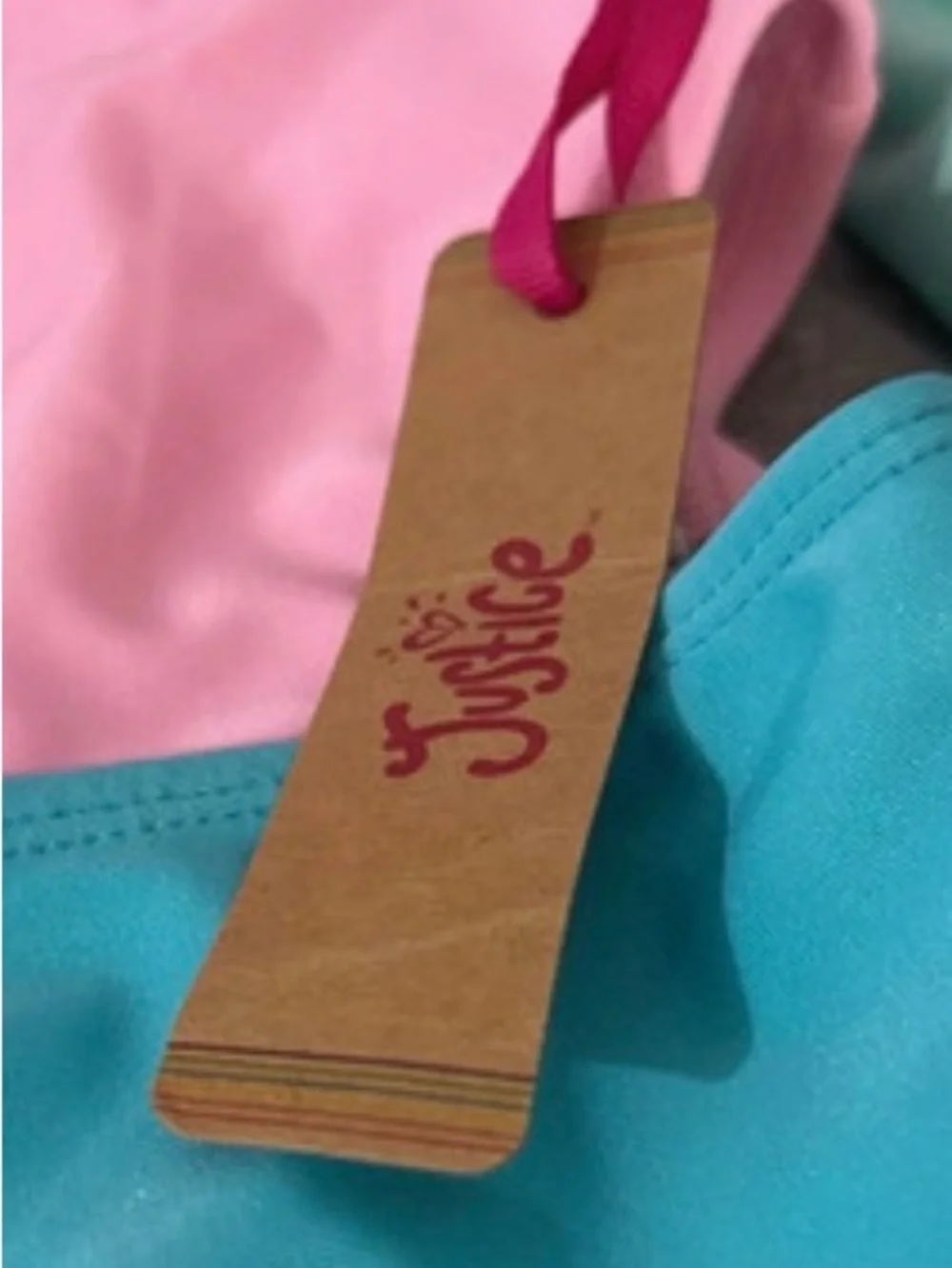 Justice Pink & Aqua Colorblock One-Piece Swimsuit
